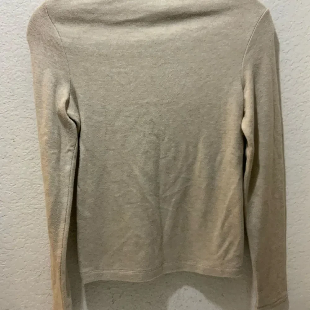 Vince Womens Sweater S Beige Stretch Mock Neck 1/4 Zip Neutral - Picture 5 of 7